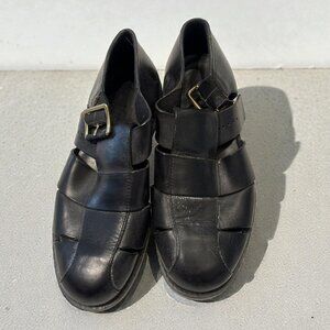 Cole Haan Black Leather Fisherman Sandals